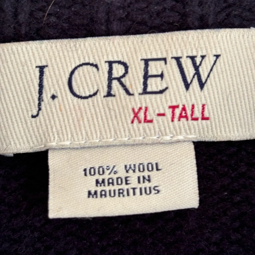 J. Crew Vintage 100% Wool Dark Navy Blue Crewneck Sweater Size XL Tall